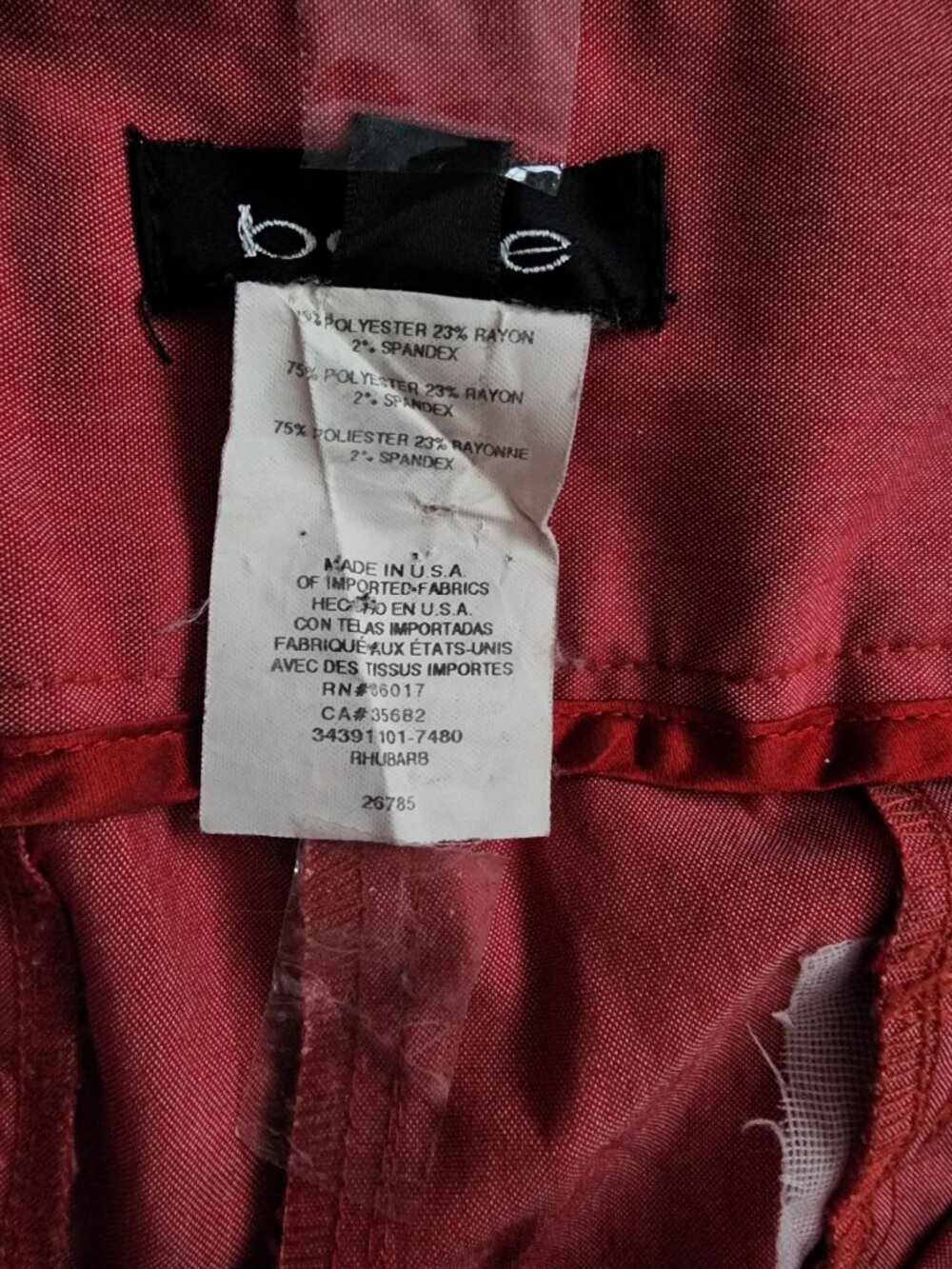 BEBE Women's Lace Detailed Waistband Crop Ankle Pants In Rhubarb Size 4 - Picture 8 of 13